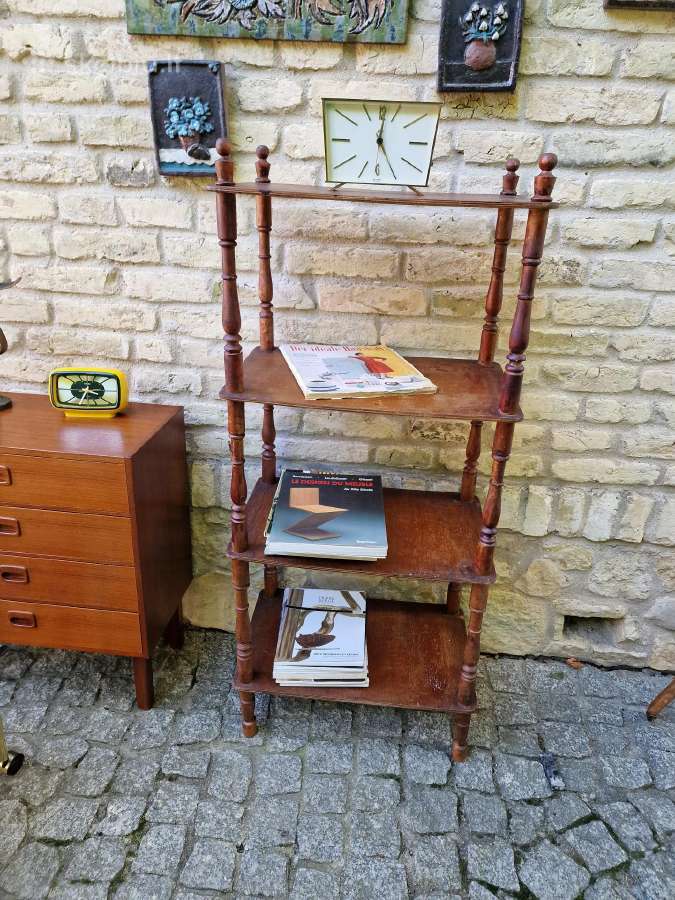 Vintažinė mid century medinė rankų darbo etažerė - nuotraukos Nr. 23