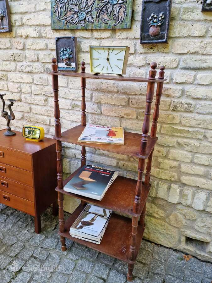 Vintažinė mid century medinė rankų darbo etažerė - nuotraukos Nr. 27