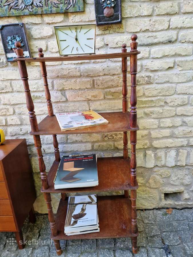 Vintažinė mid century medinė rankų darbo etažerė - nuotraukos Nr. 28