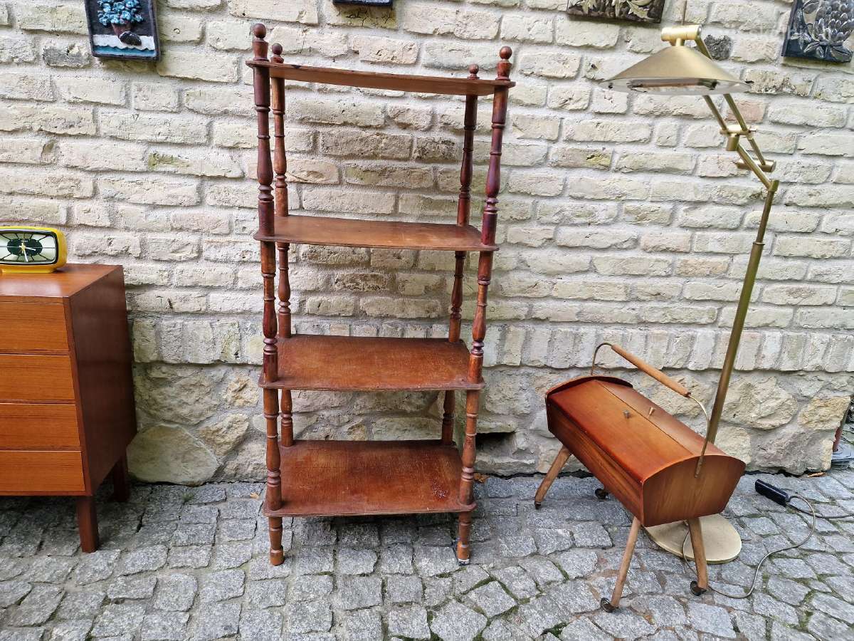 Vintažinė mid century medinė rankų darbo etažerė - nuotraukos Nr. 29