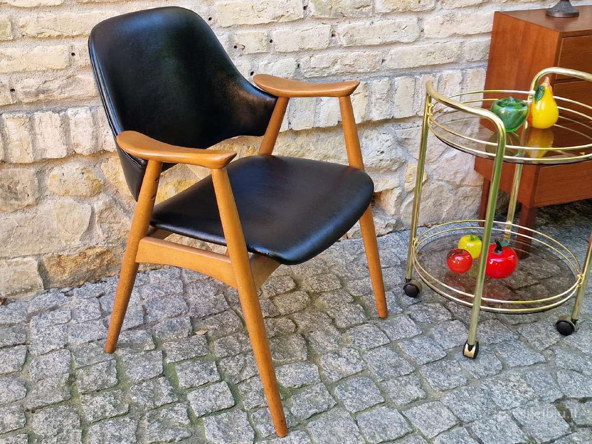 Vintažinis mid century bukmedžio masyvo krėslas - nuotraukos Nr. 5