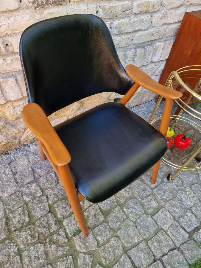 Vintažinis mid century bukmedžio masyvo krėslas - nuotraukos Nr. 11