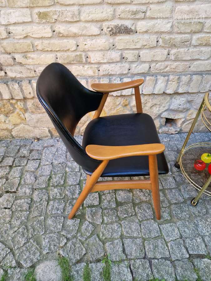 Vintažinis mid century bukmedžio masyvo krėslas - nuotraukos Nr. 17