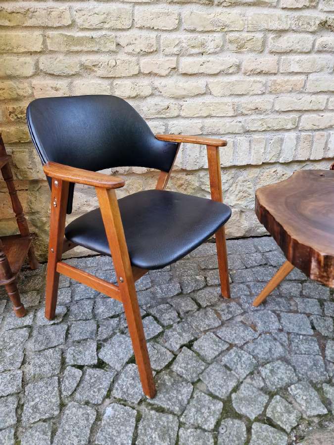 Vintažinis mid century ąžuolo masyvo fotelis - nuotraukos Nr. 7