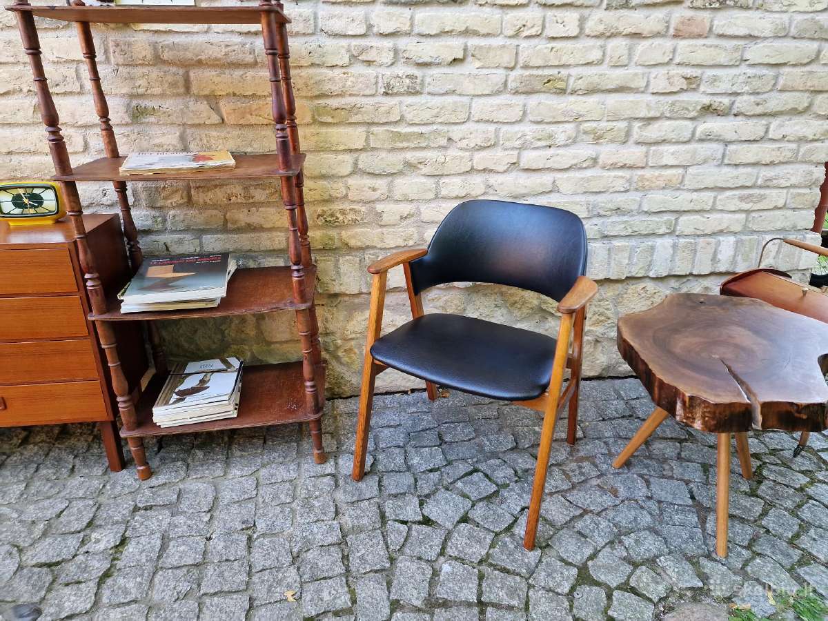 Vintažinis mid century ąžuolo masyvo fotelis - nuotraukos Nr. 16
