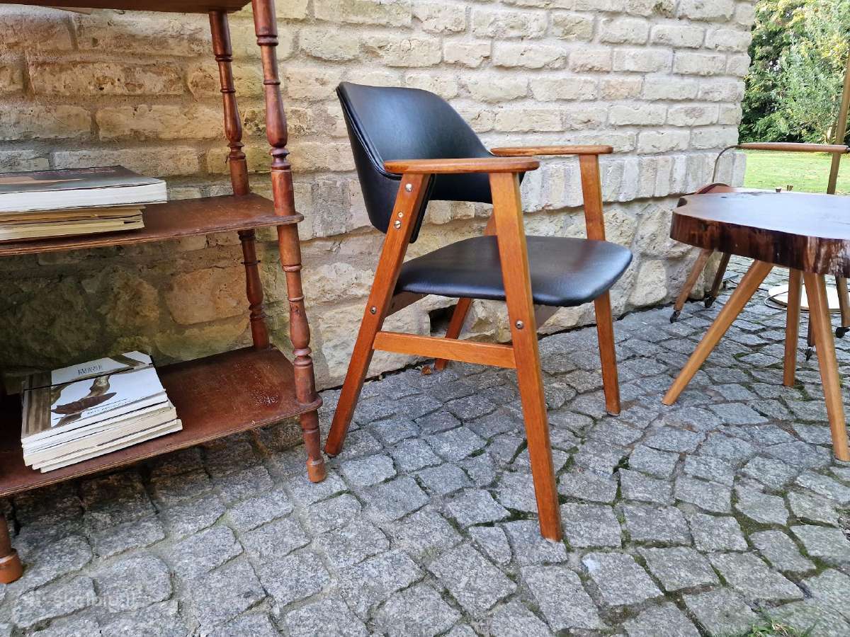 Vintažinis mid century ąžuolo masyvo fotelis - nuotraukos Nr. 20