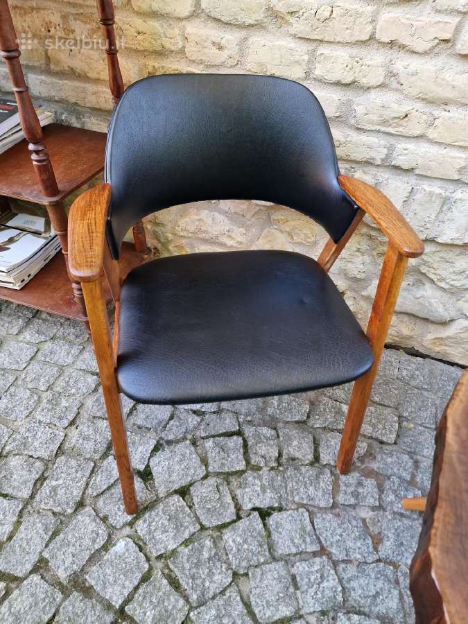 Vintažinis mid century ąžuolo masyvo fotelis - nuotraukos Nr. 21