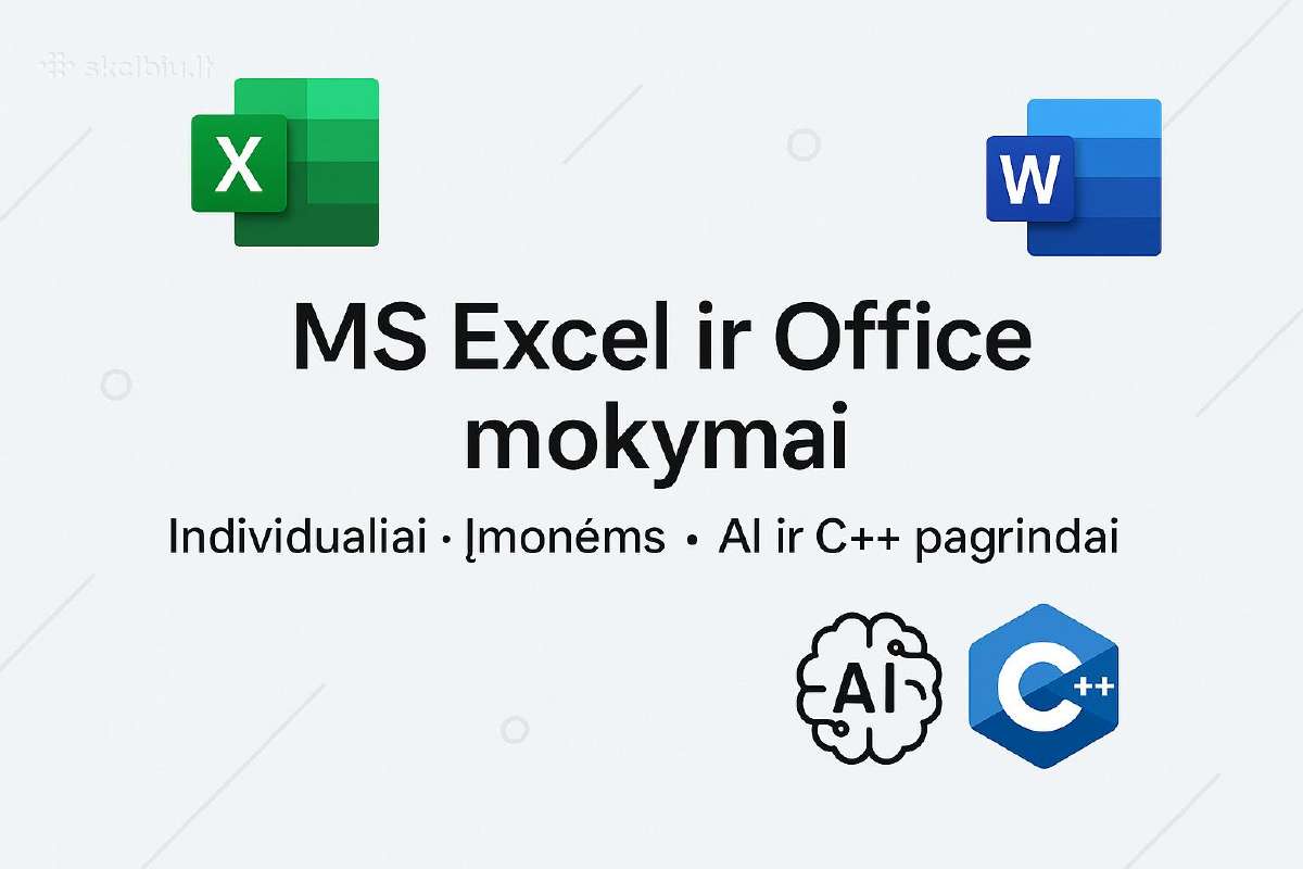 Individualūs, 2 žmonių grupės ir įmonių mokymai