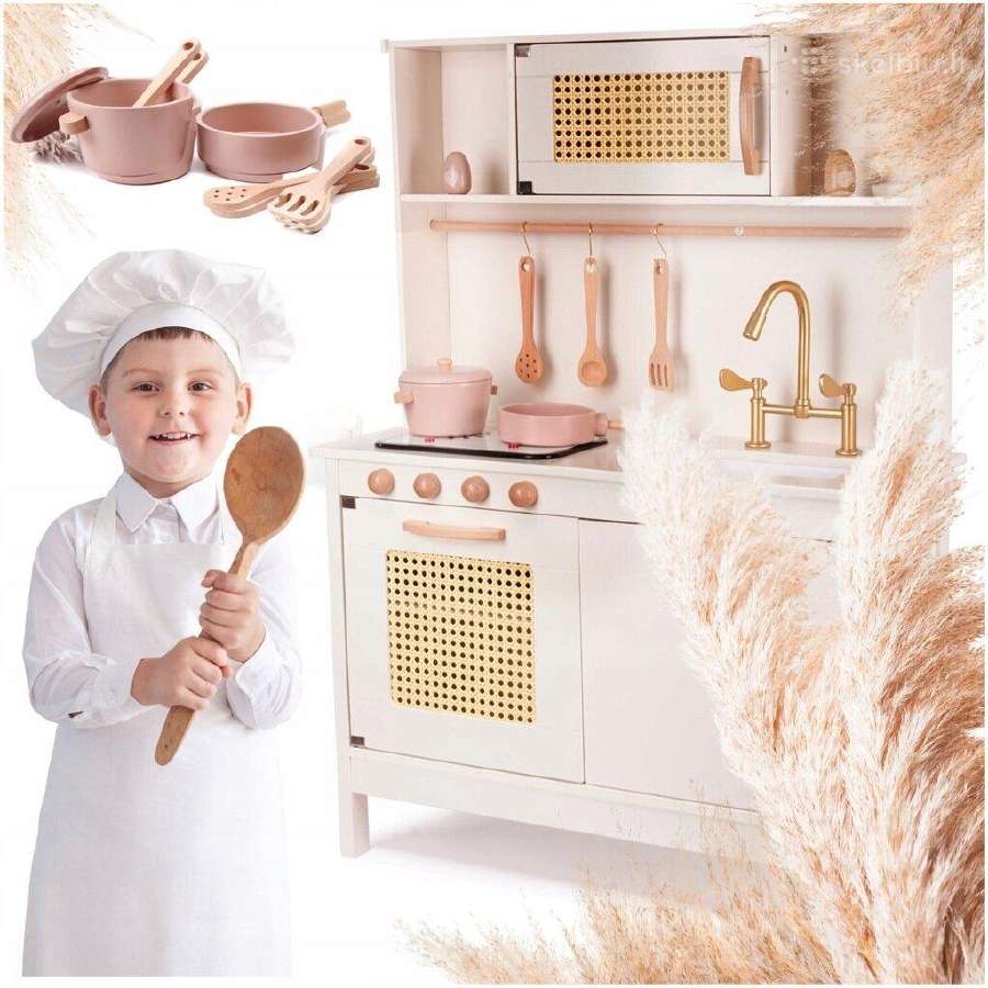 Vaikiška medinė virtuvė su priedais "Retro"