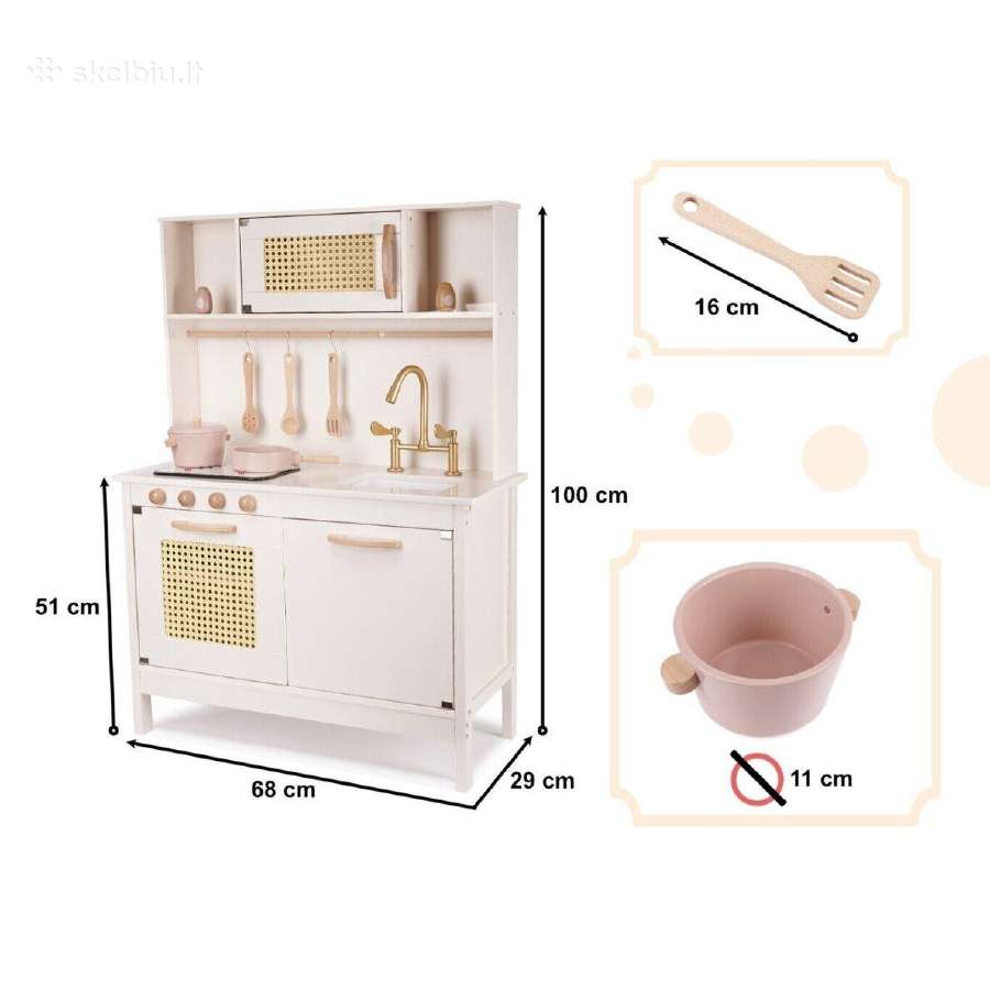 Vaikiška medinė virtuvė su priedais "Retro" - nuotraukos Nr. 15