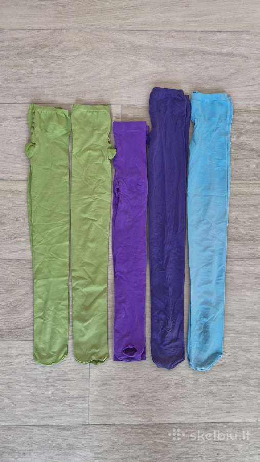 Plonos spalvotos pėdkelnės 122-128cm, 5vnt