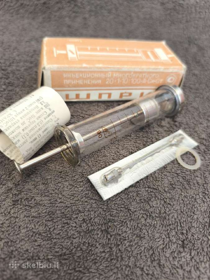 Senovinis medicininis švirkštas dėžutėje - nuotraukos Nr. 6