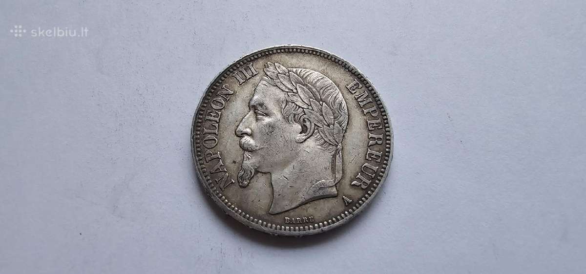 1868 5 frankai Napoleonas Prancuzija