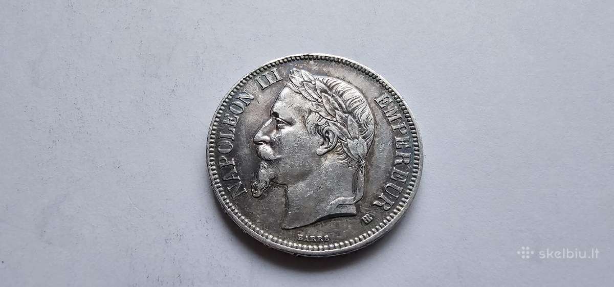 1868 5 frankai Napoleonas Prancuzija