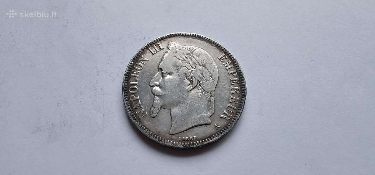 1870 5 frankai Napoleonas Prancuzija