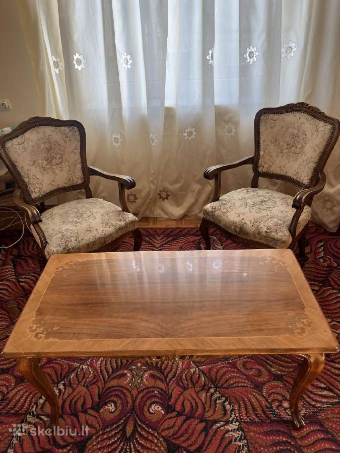 Antikvariniai baldai krėslai ir staliukas - nuotraukos Nr. 3