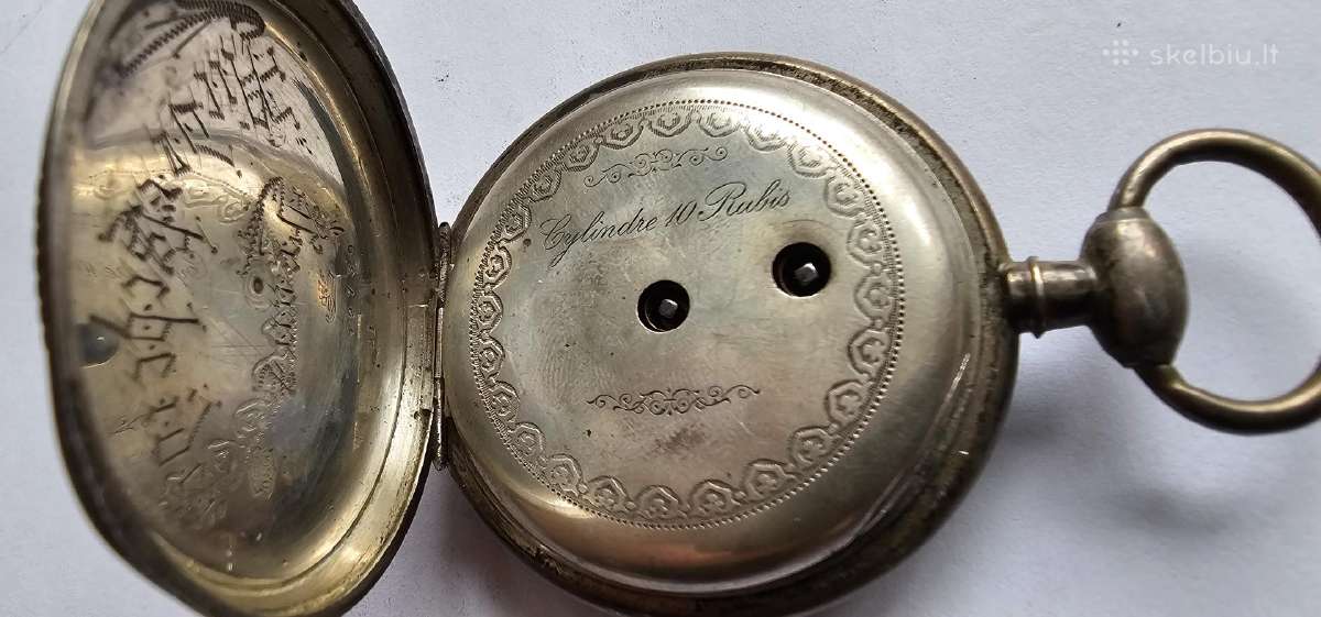 ~1890 Sidabrinis kiseninis laikrodis - nuotraukos Nr. 3