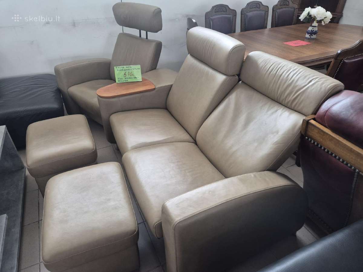 Kokybiškas relax komplektas +du pufai
