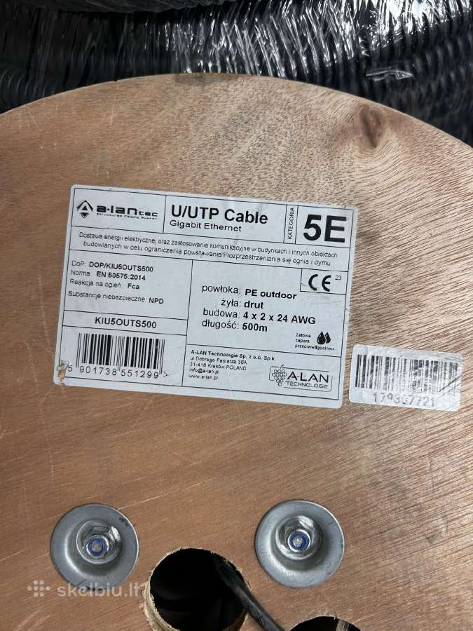 Kabelis Utp 5e kat. lauko juodas