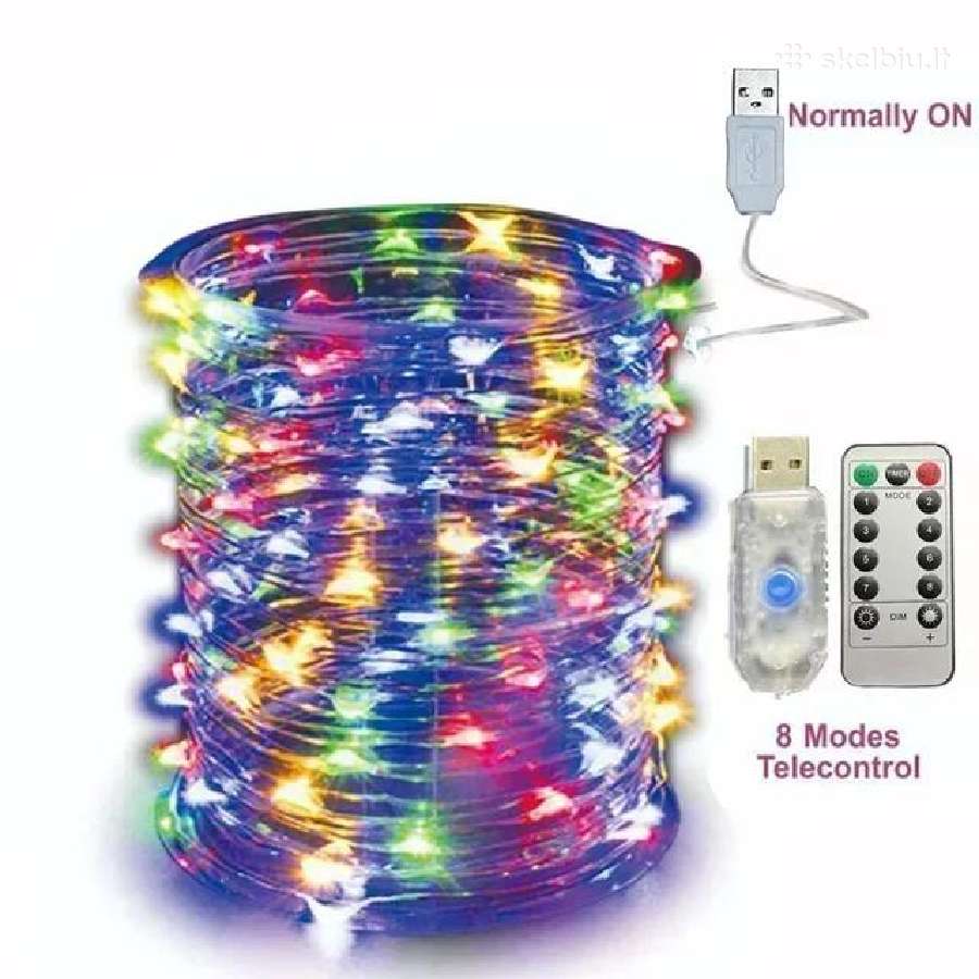 Girlianda 30 m. 300 ledų. Distancinis valdymas Usb