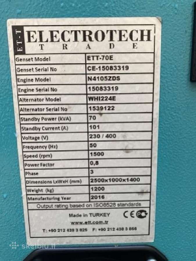 Dyzelinis generatorius Ett-55e (55 kva) - nuotraukos Nr. 8
