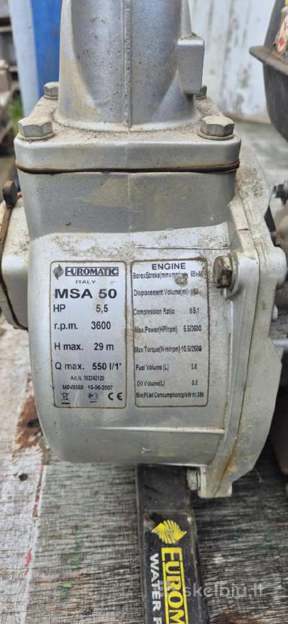 Naudotas Vandens siurblys Euromatic Msa 50 - nuotraukos Nr. 3
