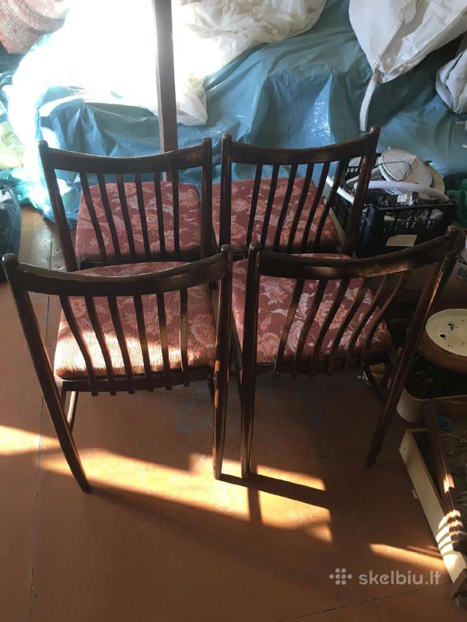 Mid-century Senovinės kėdės 4 vnt. - nuotraukos Nr. 2