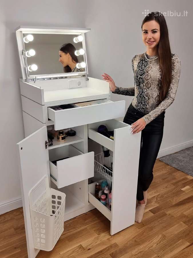 modernus makiažo stalas su LED apšviet