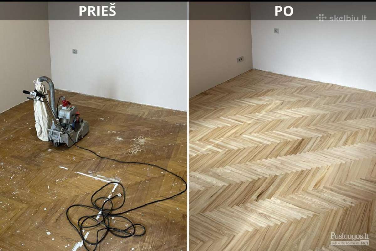 Medinių grindų, laiptų atnaujinimo darbai.