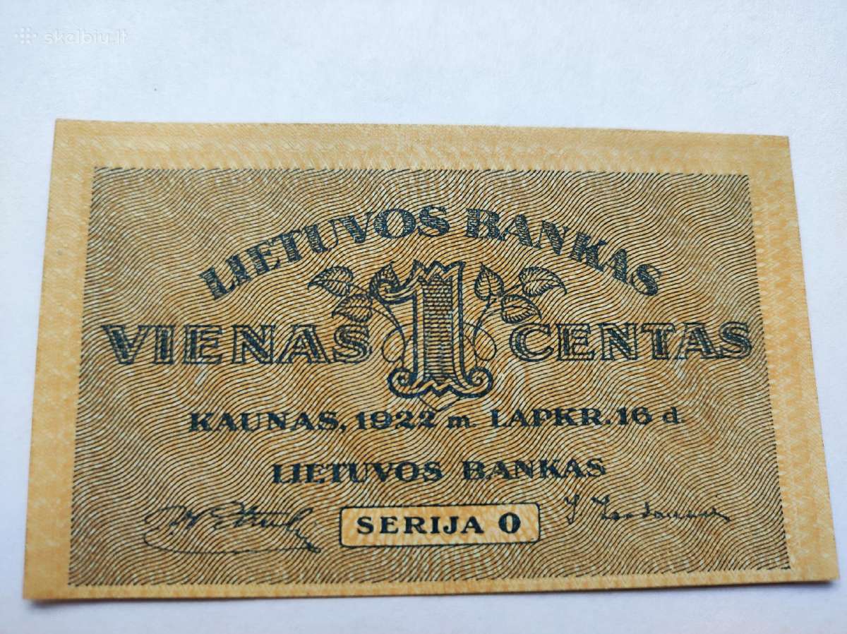 1 centas 1922m bankinio stovio + kopija - nuotraukos Nr. 3