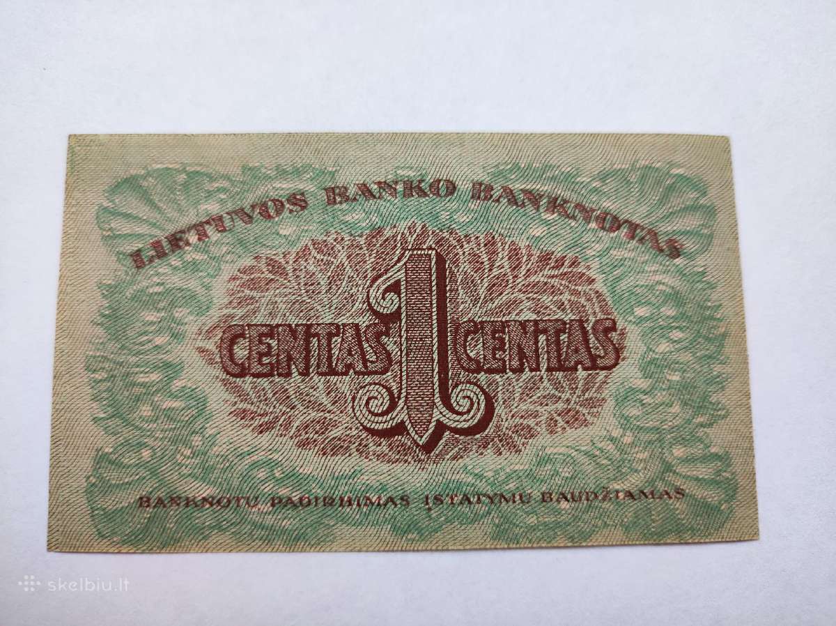 1 centas 1922m bankinio stovio + kopija - nuotraukos Nr. 4