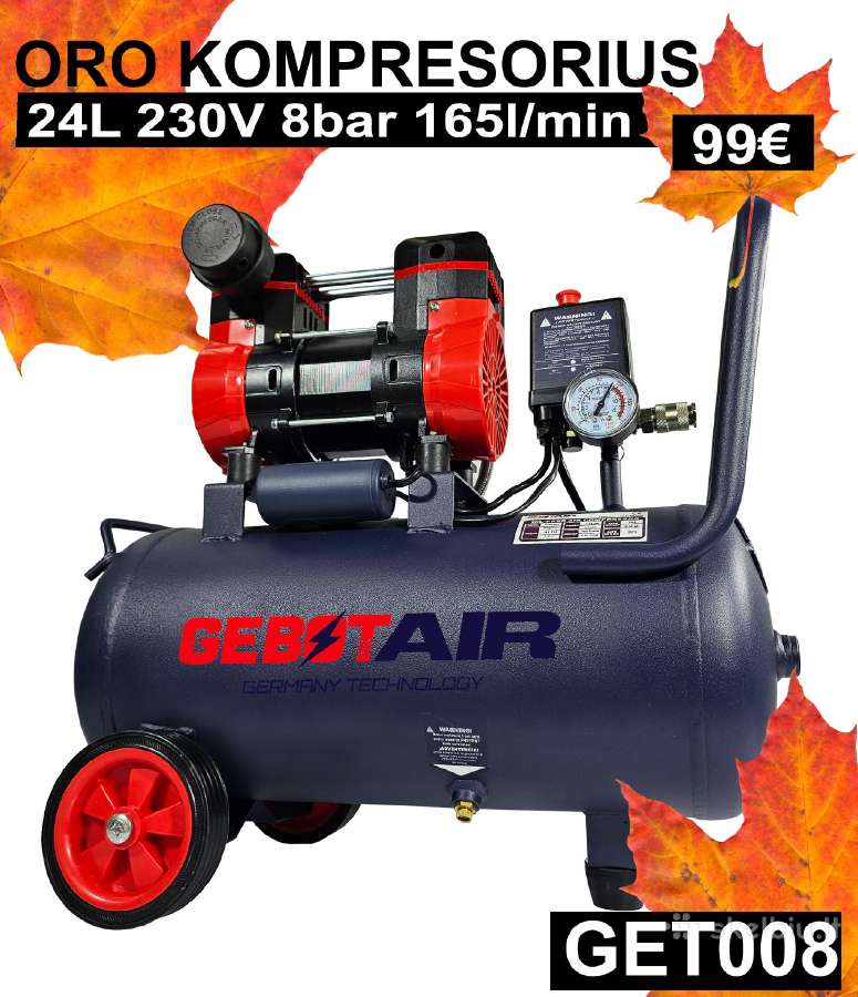 Akcija! Oro kompresorius 24l, 230v Gebotair Get008 - nuotraukos Nr. 4