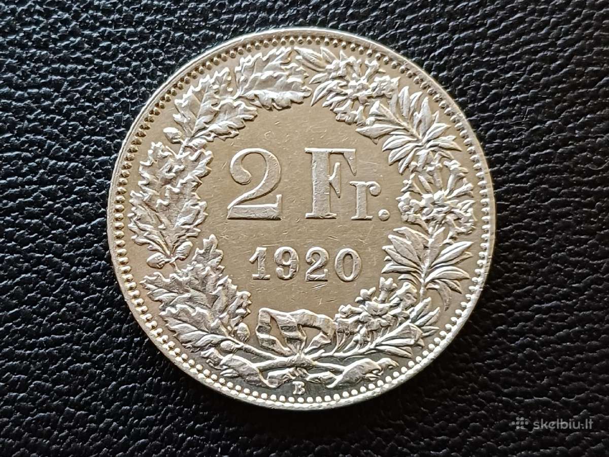 (612) 2 frankai 1920. Šveicarija sidabras