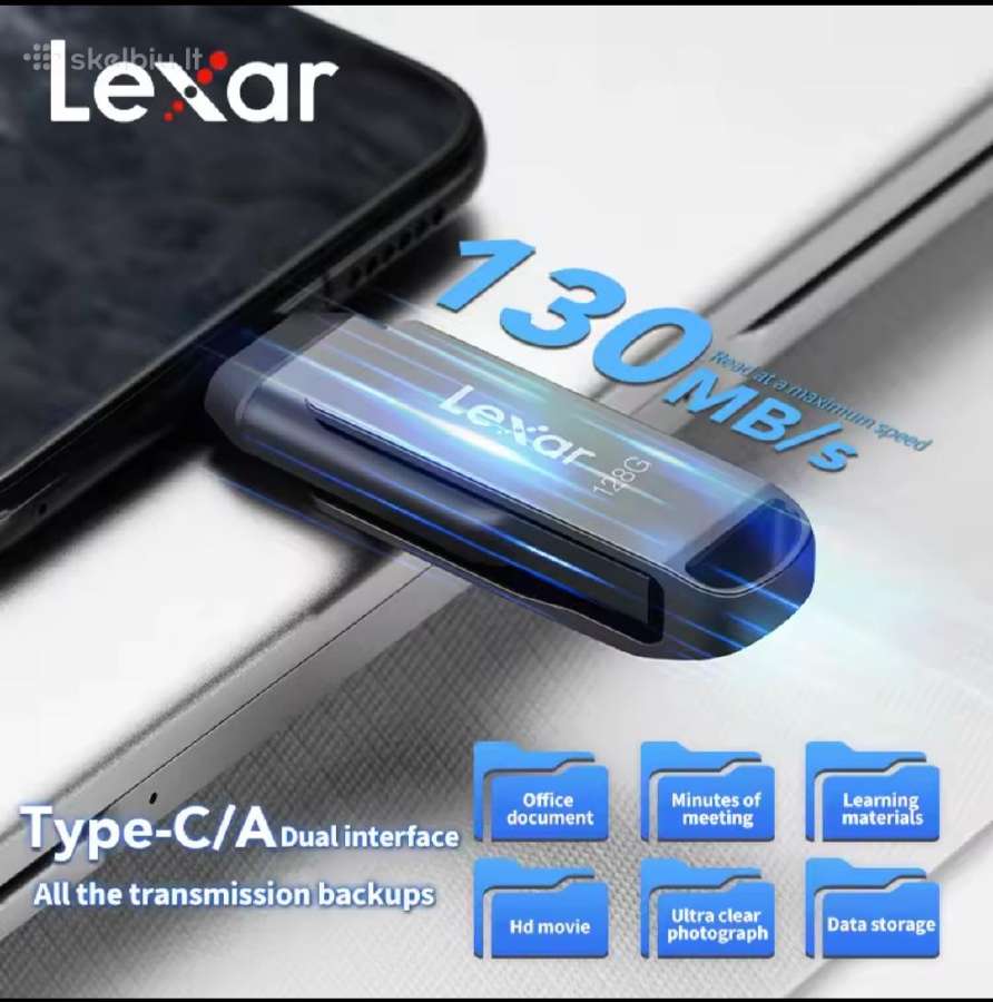 Lexar Atmintukas 128gb Su Type C Usba Jungtimi - nuotraukos Nr. 4