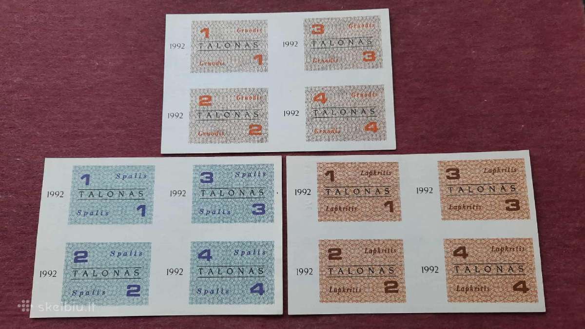 Lietuvos maisto talonai, 1992m. Unc