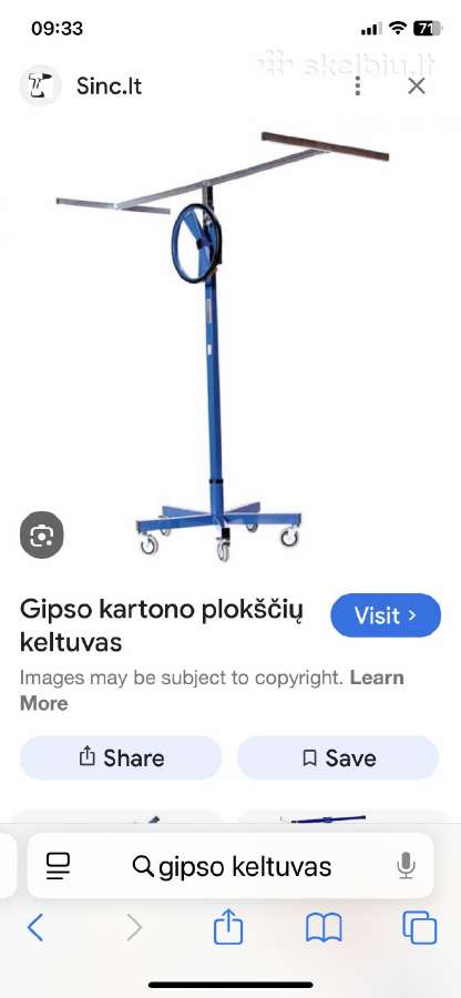 Gipso kartono plokščių keltuvas