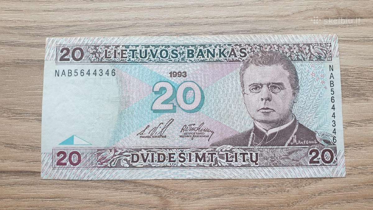 20 litų skirtingų 1991/93/97 2001/07 metų - nuotraukos Nr. 3