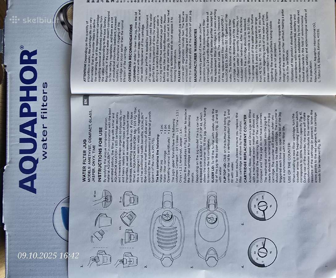 Vandens filtravimo indas Aquaphor, 2.5 l. - nuotraukos Nr. 3