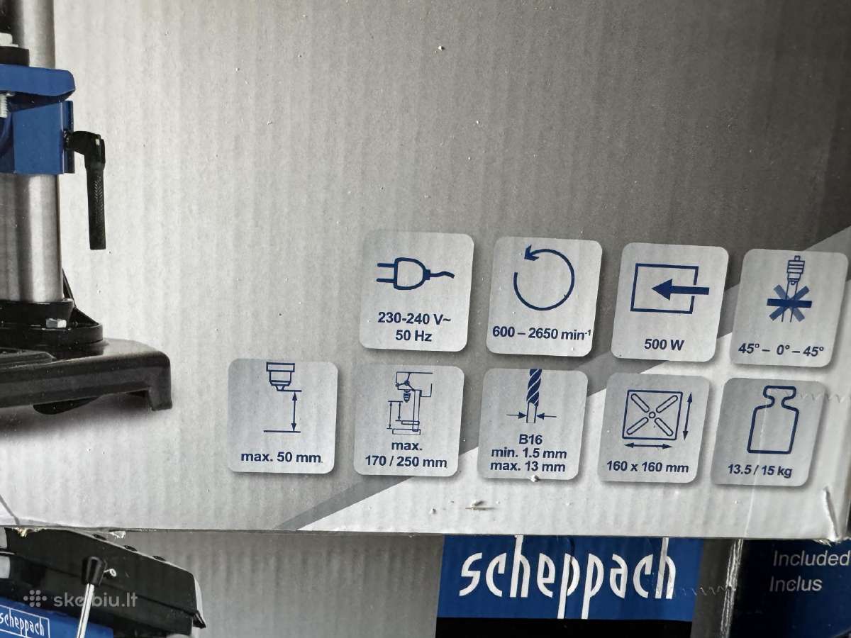 Scheppach Dp16vls Gręžimo staklės 500w - nuotraukos Nr. 2