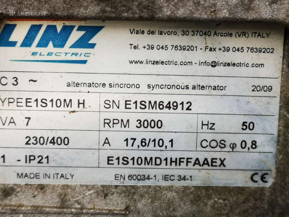 Generatorius 7 kw 400v- 3.3 kw 230v Honda - nuotraukos Nr. 8