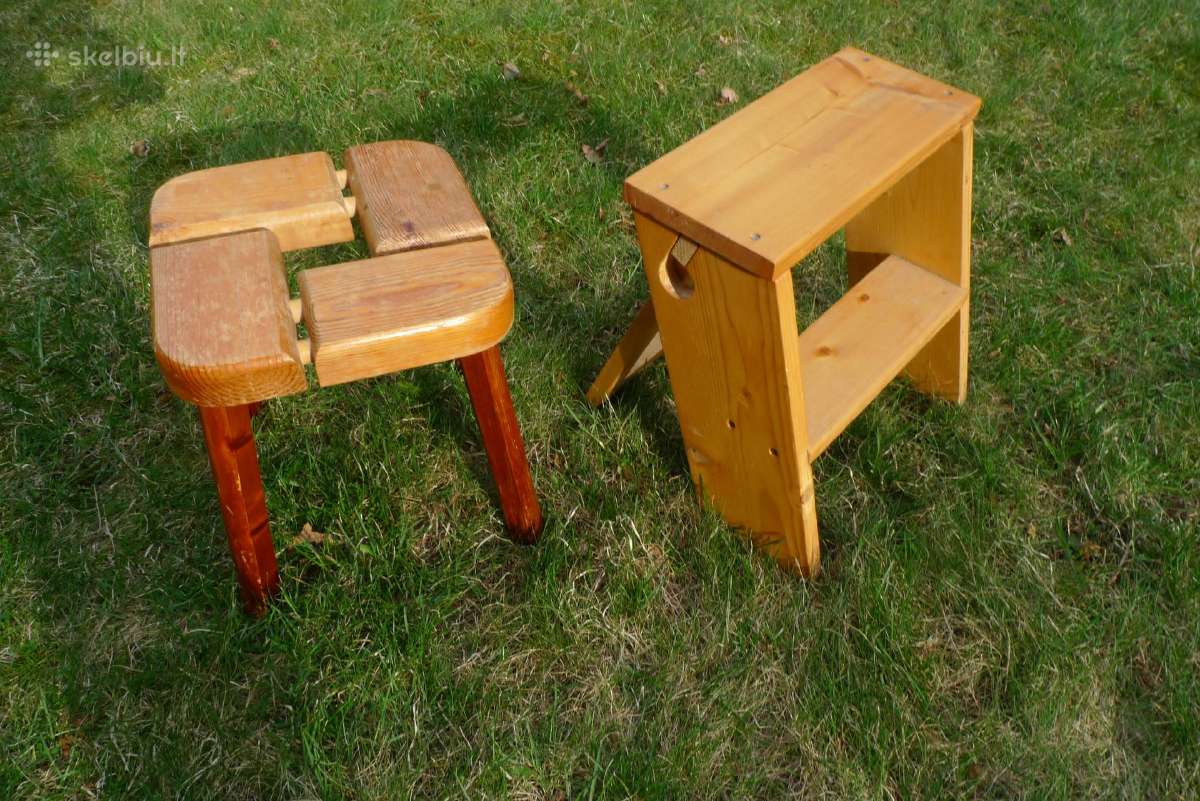 Natūralaus medžio Kėdutė - kopetėlės ir trikoje