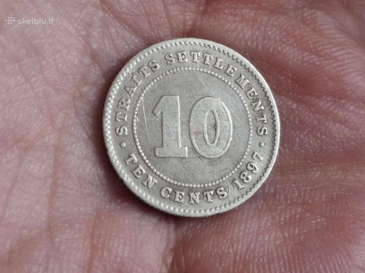 Sąsiaurio gyvenvietės 10 centų 1897 sidabras