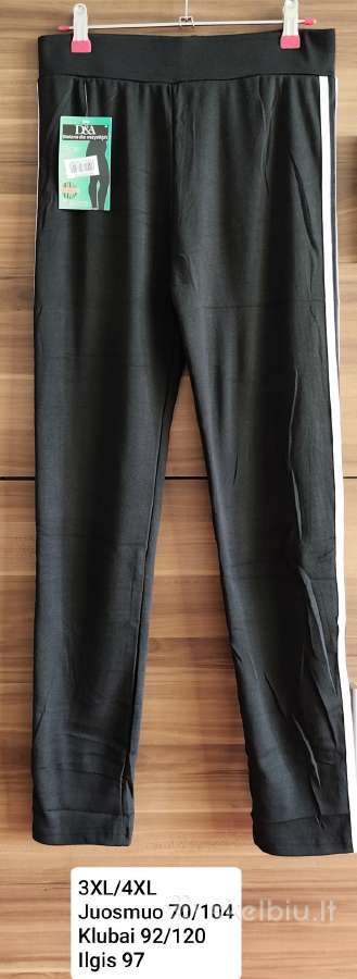 Juodos tamprės (leginsai) 3xl/4xl su baltais dryži
