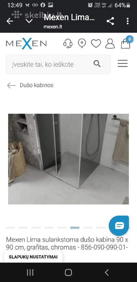 Dušo sienelė iš dviejų dalių. Viena sulankstoma. - nuotraukos Nr. 2