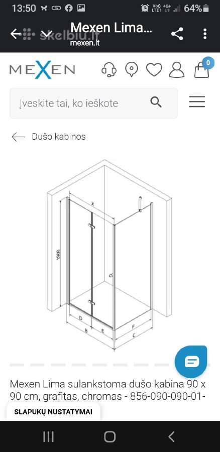 Dušo sienelė iš dviejų dalių. Viena sulankstoma. - nuotraukos Nr. 3
