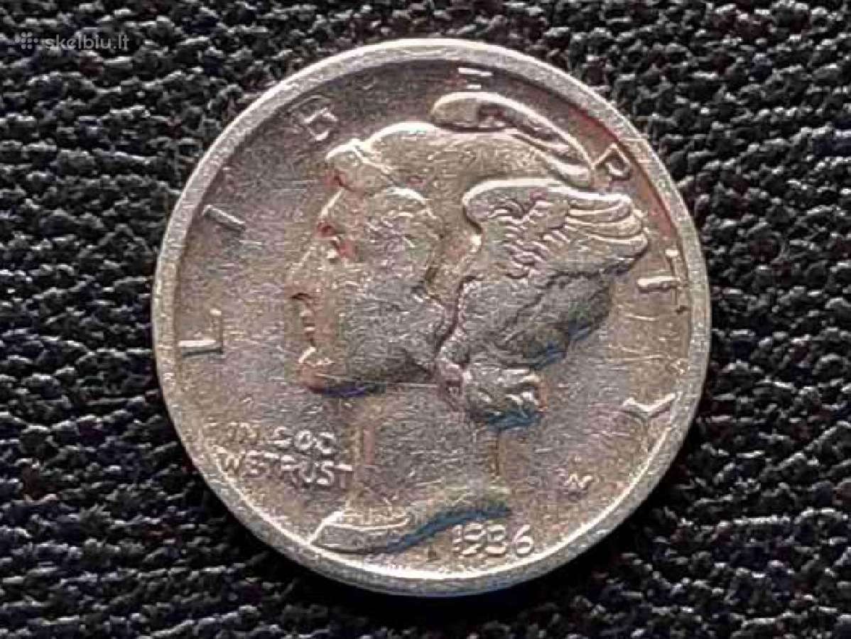 1 daimas 1936m. JAV sidabras - nuotraukos Nr. 2