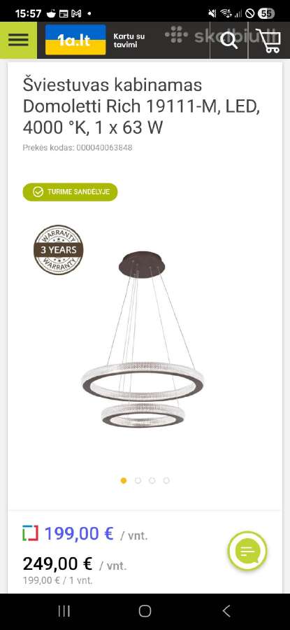 Pakabinama 63w LED lempa - nuotraukos Nr. 5
