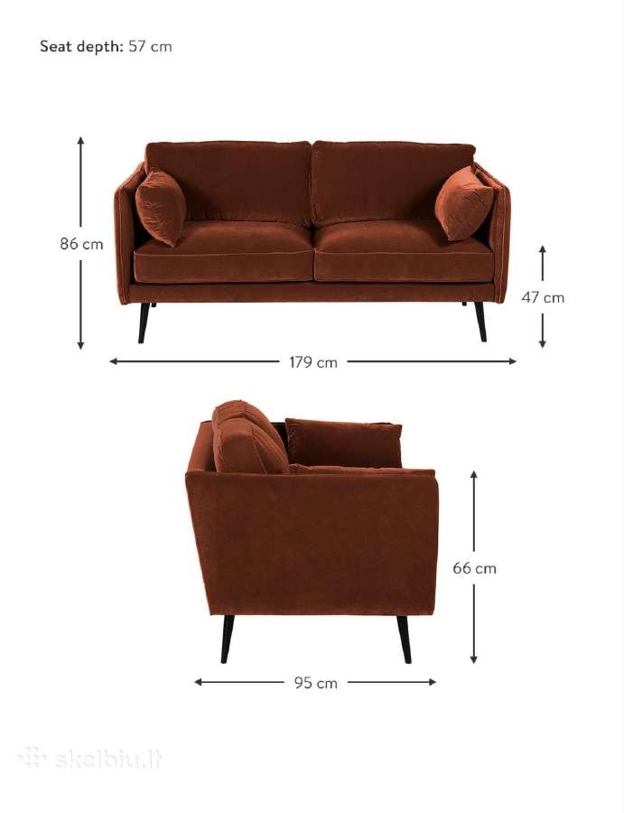 Parduodama sofa, išskirtinė spalva - auksinė vario - nuotraukos Nr. 3