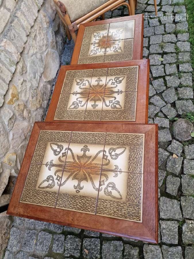 Vintažiniai mid century tikmedžio staliukai - nuotraukos Nr. 16
