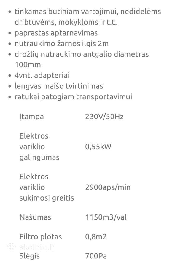 Dulkių surinkėjas Zi-asa550 - nuotraukos Nr. 2